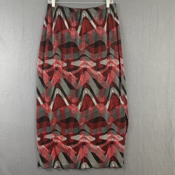 Vintage Notations Sz Large Skirt Red Black Abstract Whimsygoth Maxi 90s - Picture 1 of 5